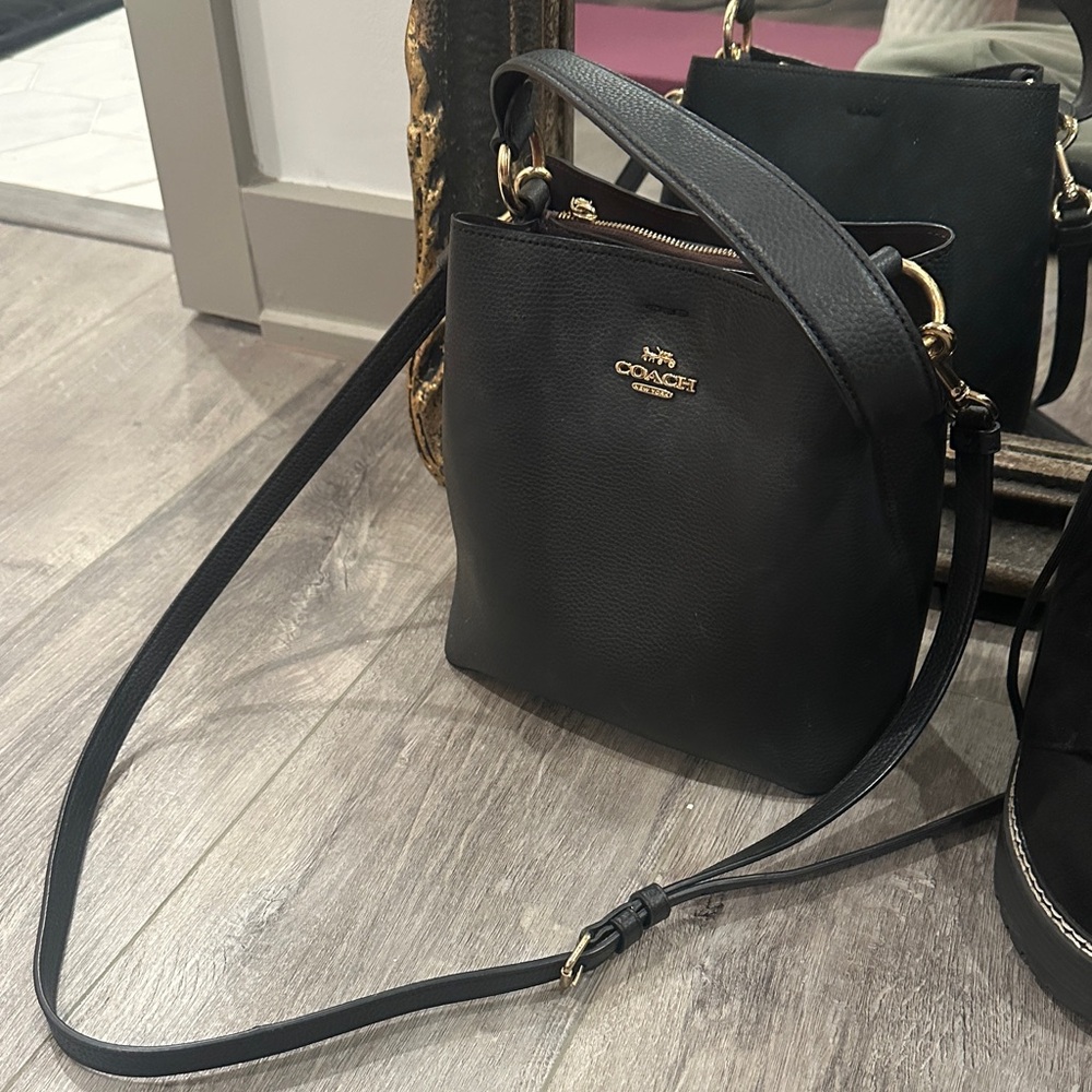 Coach Black Crossbody Bucket bag with Gold Accents